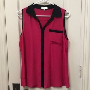 Neiman Marcus Pink & Black Silk Button Down M Top